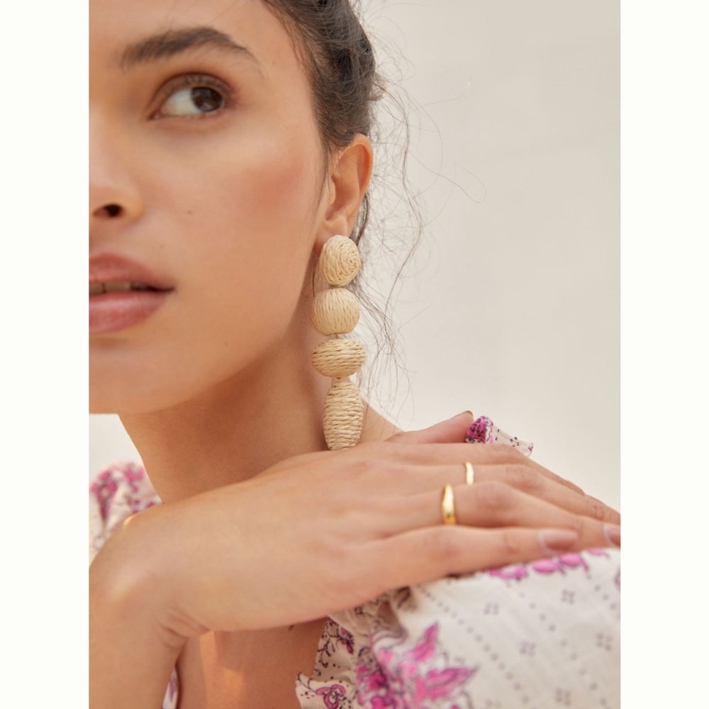 Anthropologie raffia drop earrings